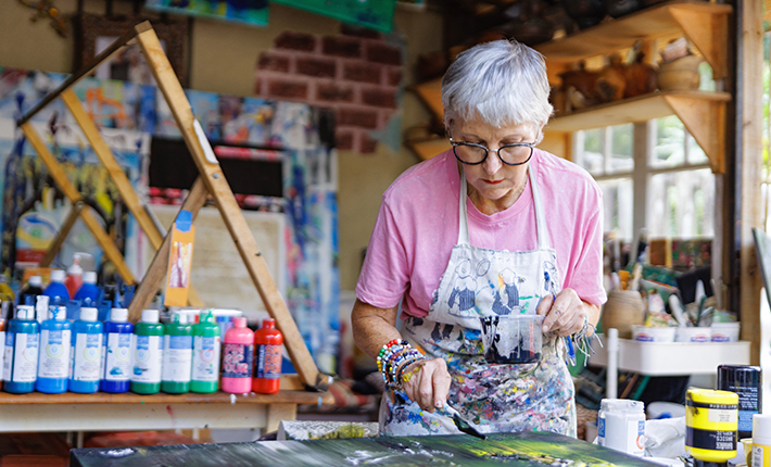 Margaret now has the time and energy to do the activities she loves most, including making art.